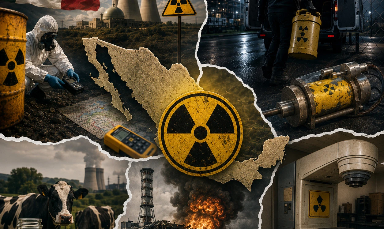 Collage de incidentes de contaminación radioactiva ocurridos en México
